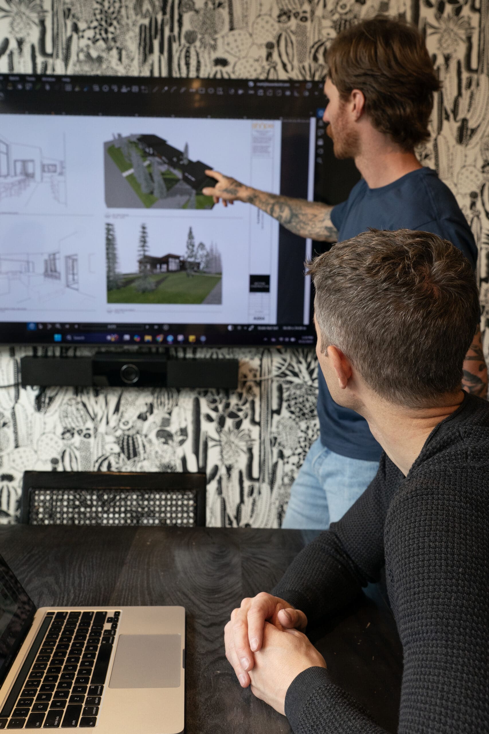 Team working on design