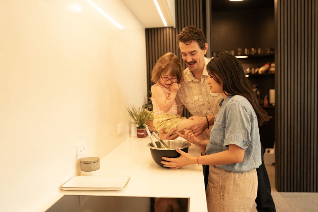 family in kitchen